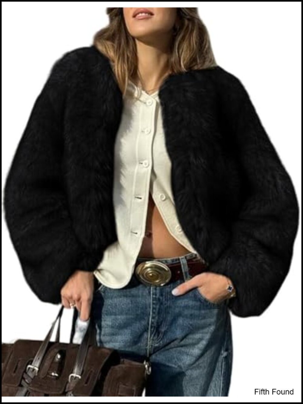 Faux Fur Coat Cropped Warm Jacket Open Front Women's Outerwear